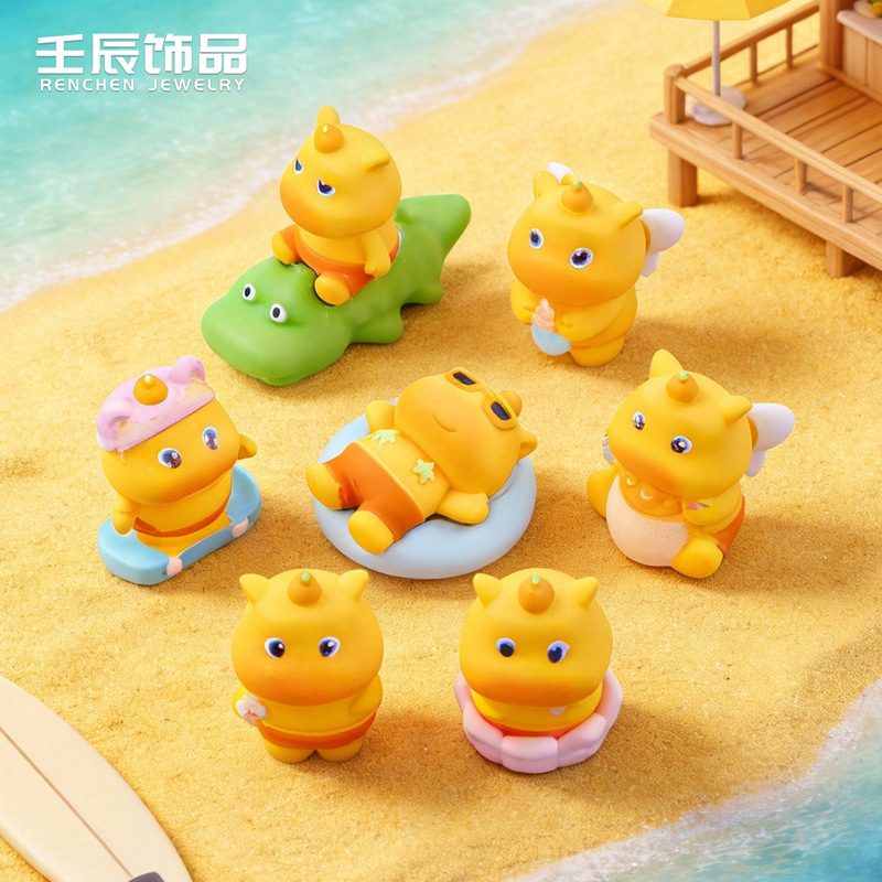 Cross-Border Popular Solid Color Capybara Cartoon Cute Figurines DIY Accessories Resin Crafts Car Decoration Small Ornaments