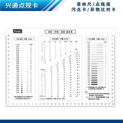 GODA 污点卡A4 标准 点线规菲林尺比对卡片 外观检验规刮伤异物卡|ms