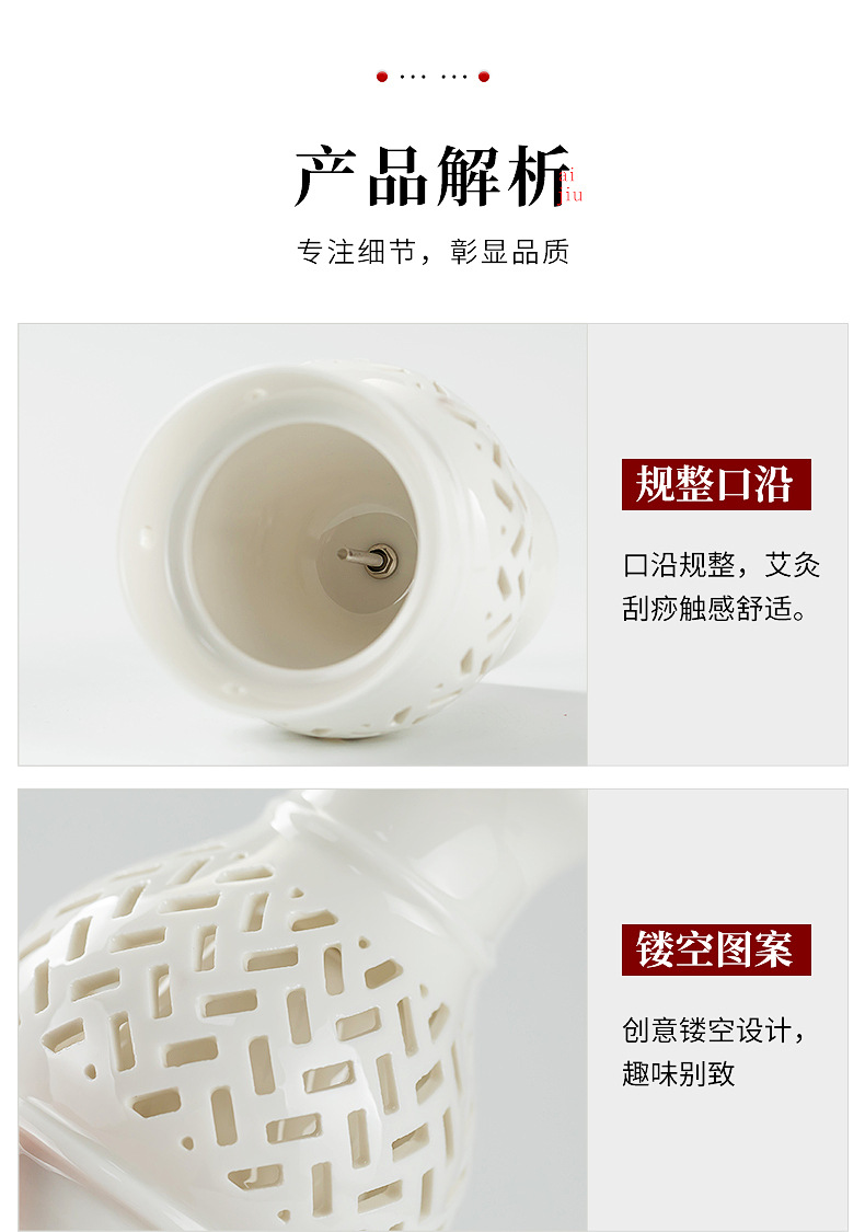 Ceramic Moxa Cup Gua Sha Tool White Porcelain Moxibustion Jar for Home Wellness Use in use