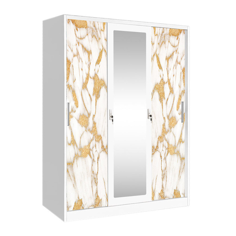 Comercio exterior armario de impresión de acero de exportación dormitorio de gran capacidad puerta deslizante armario de vestuario casero armario de almacenamiento de apartamentos