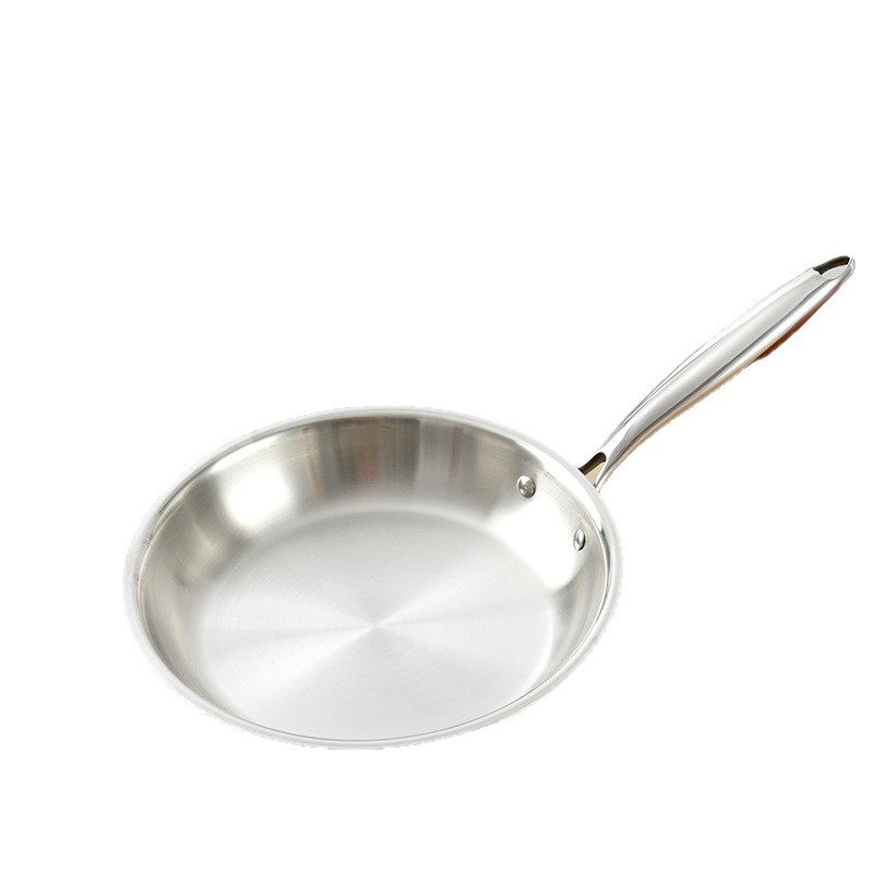 18-10 Pan de acero inoxidable pan antiadherente doméstico sin recubrimiento grado alimenticio grueso electromagnético freidora de filete