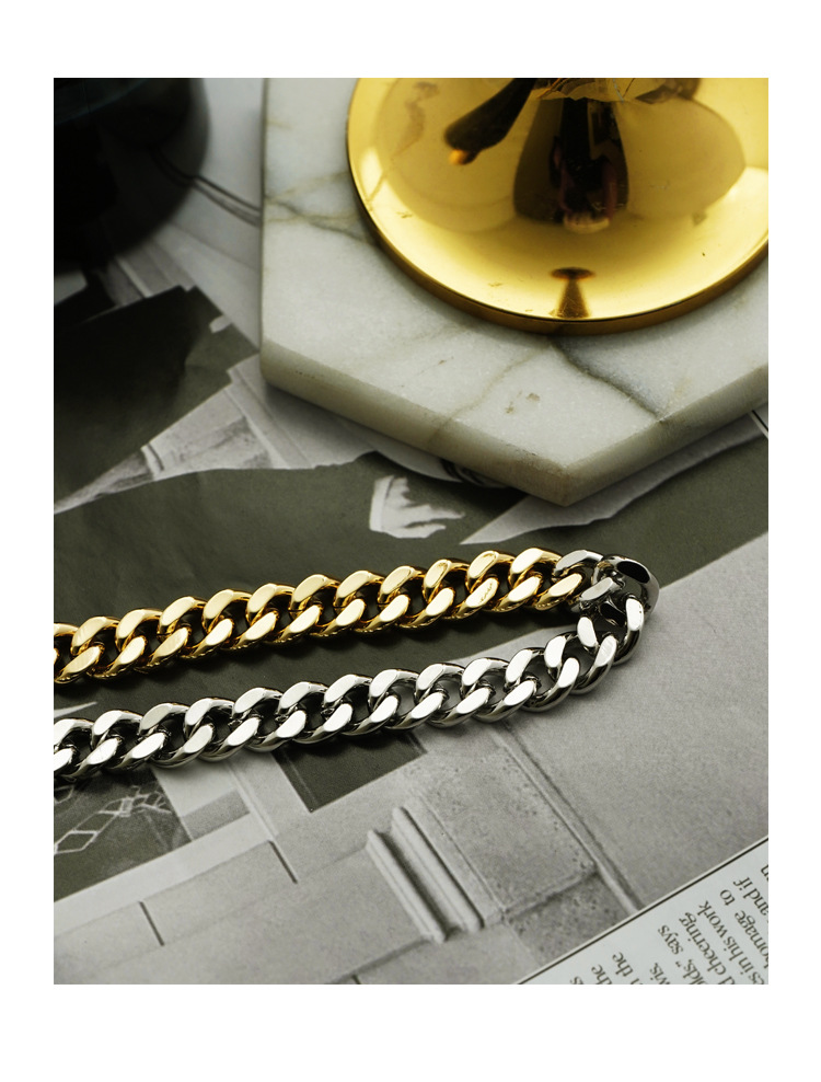 Geometric Pattern All Seasons Season Unisex Brass Cuban Link Chain Curb Chain Geometric Chain Necklace Brass Jewelry