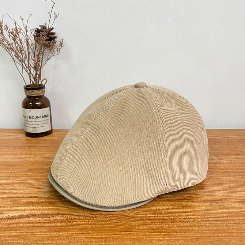 Boina inversa de primavera y otoño japonés retro color sólido rayas hacia adelante sombrero mostrando la cara pequeña pintora versátil sombrero de niño de periódico image 42