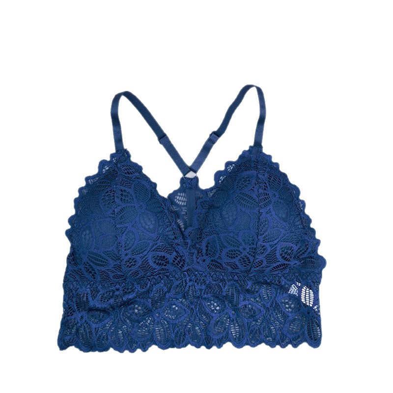 bordado de encaje transfronterizo chaleco bras francés sexy envuelto en el pecho base sin anillo de acero para limpiar el pecho ropa interior de mujer