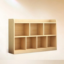 实木书架落地儿童简易书柜组合格子柜矮柜家用简约现代置物柜