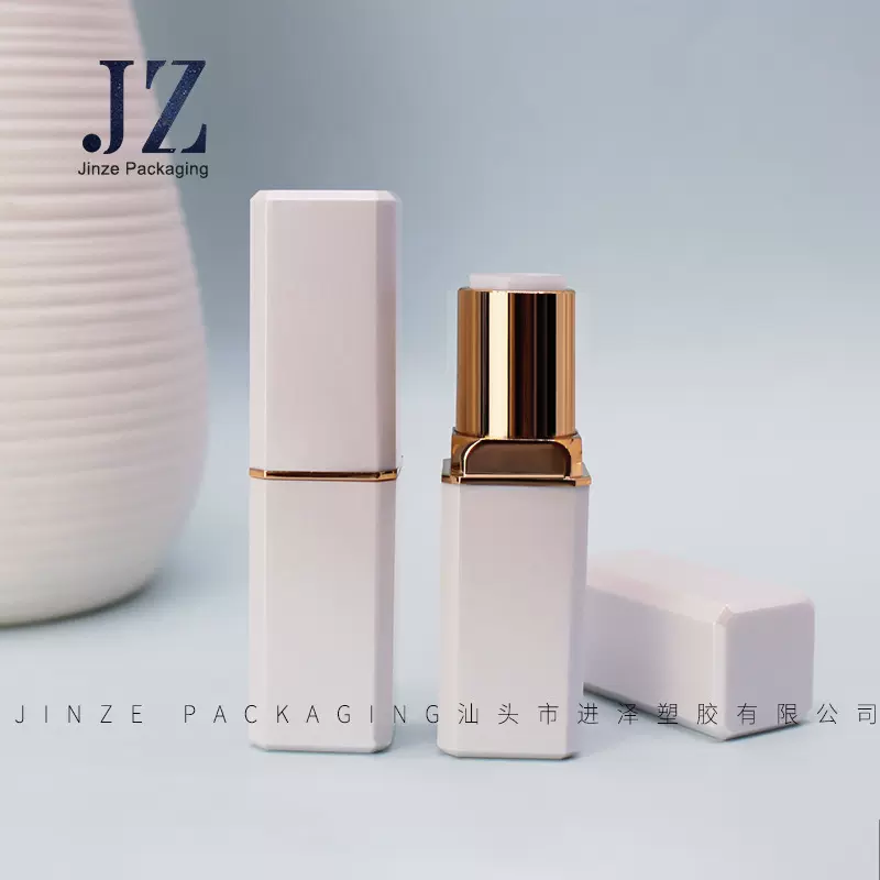 进泽现货款 33克 方形角形 仿铝质感 珠光白 口红管空管