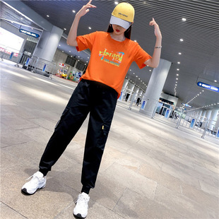 Junior high school Senior high school students little girl clothes 2024 summer new running sportswear dance fashion casual suit