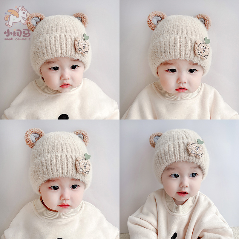 Children's demi-season cotton cute winter woolen hat girl's for boys
