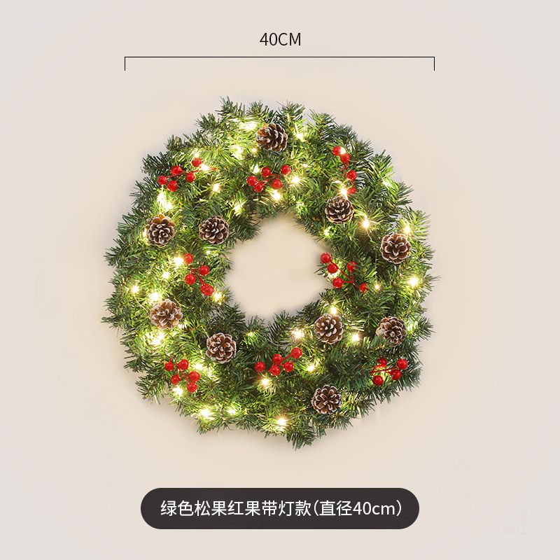 녹색 소나무 콘 붉은 과일 빛 (직경 40cm)