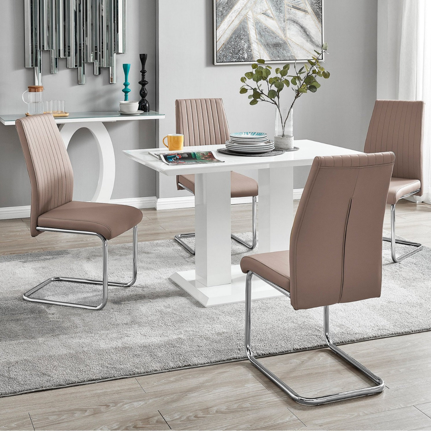 Mesa de comedor de vidrio, mesa de comedor de lujo ligera, alta sensación, mesa para 4 personas, mesa de comedor moderna y simple. image 4