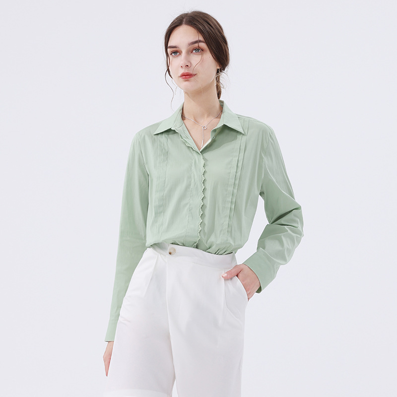 Long Sleeve loose shirt top for women 2024 spring new versatile basic commuter style cotton casual shirt