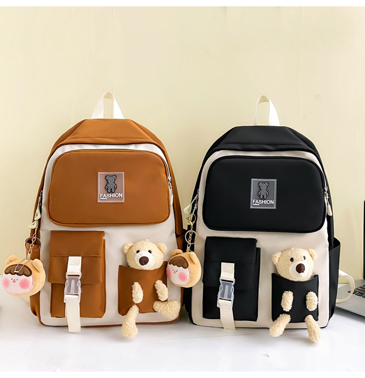 Zaini per bambini, nuovi zaini scolastici per studenti universitari, zaino per bambine con bambola e orso dei cartoni animati, zaino casual carino per donne_voghion.com