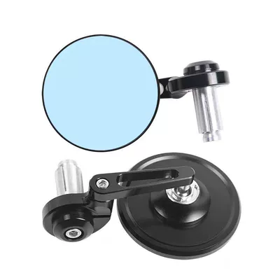 Motorcycle Modified Retro Handlebar Mirror Electric Scooter Handlebar Reflector Reversing Mirror Round Rearview Mirror Direct Supply (Motorcycle rearview mirror) - 6023-black-blue-glass-white-dot