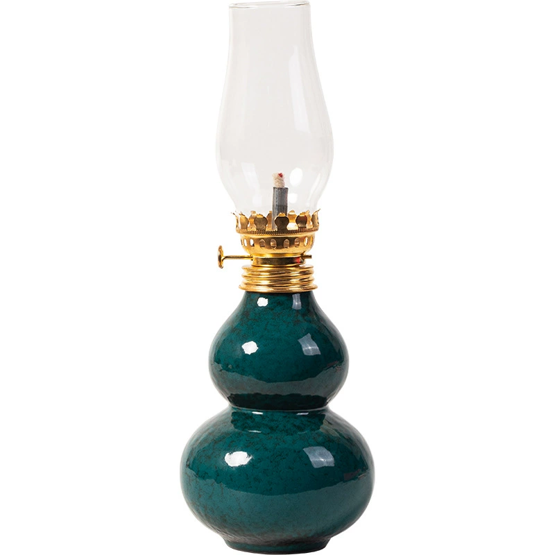Ceramic gourd butter lamp lamp long bright lamp tea room atmosphere lamp kerosene small oil lamp butter incense burner aromatherapy lamp