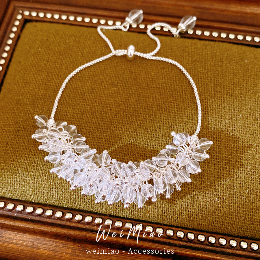 Collar de cuentas de vidrio frío temperamento de moda suéter cadena de lujo ligero conjunto de joyería al por mayor
