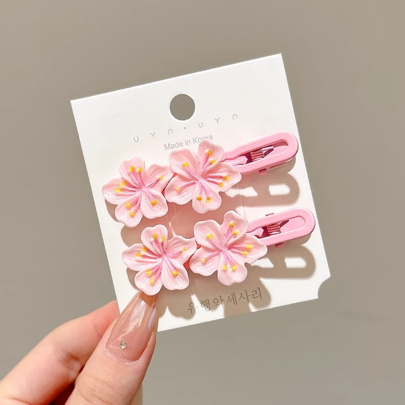 Temperamento dulce clip de cabello mujer hermosa flor de huevo cerezo correa lateral clip de cabello frisa clip de cabello tocado