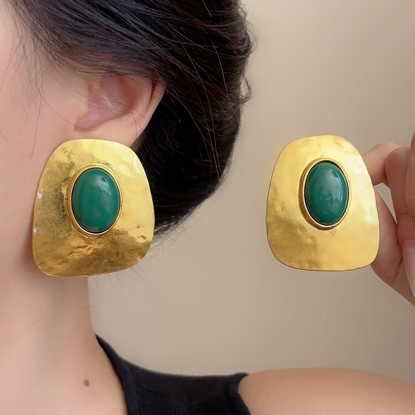 Retro matte geometric earrings