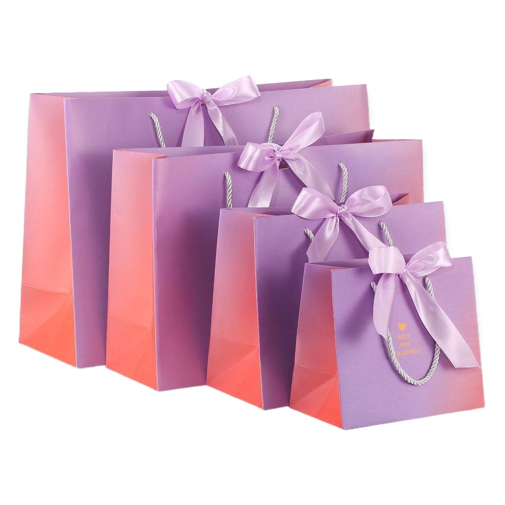 Bolso de empaquetado degradado púrpura bolsa de regalo degradado tienda de ropa bolso bolsa de papel bolsa de regalo con logotipo impreso