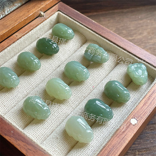 Natural Jade Bead Hetian Jade Through-hole Pixiu Bead Material DIY Bracelet Necklace Handmade Rope Accessories