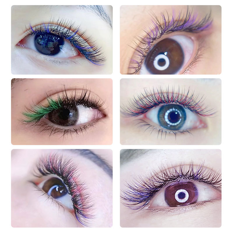 NAGARAKU color en forma de Y pestañas injertadas lino marrón rosa rojo violeta verde azul mixto 2D pestañas florecientes suaves