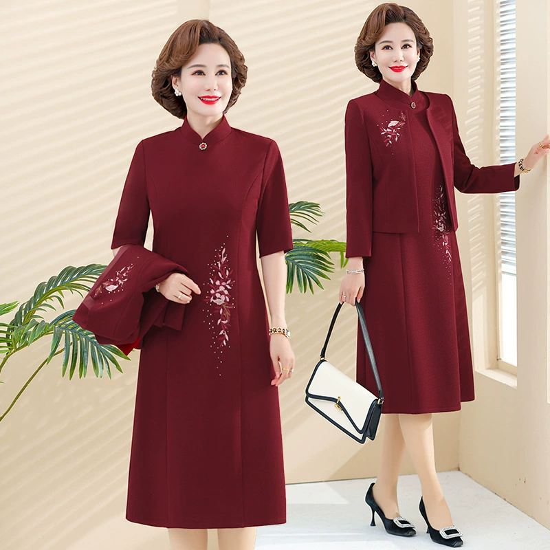 Свадебный подарок мама платье весеннее платье с длинными рукавами платье чонсам свадебное платье свекровь весна и осень