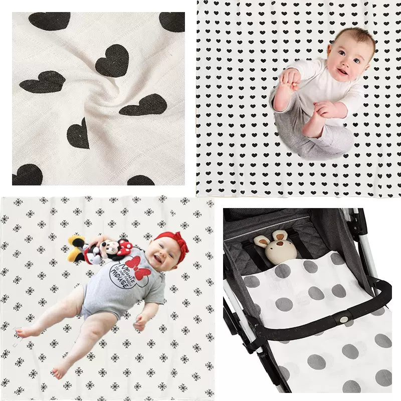 亚马逊热销3条装纯棉印花包巾儿童浴巾新生儿柔软舒适盖毯抱被