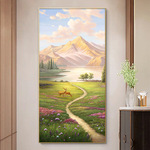 大芬油画村玄关装饰画走廊过道日照金山挂画入户手绘2025新款壁画