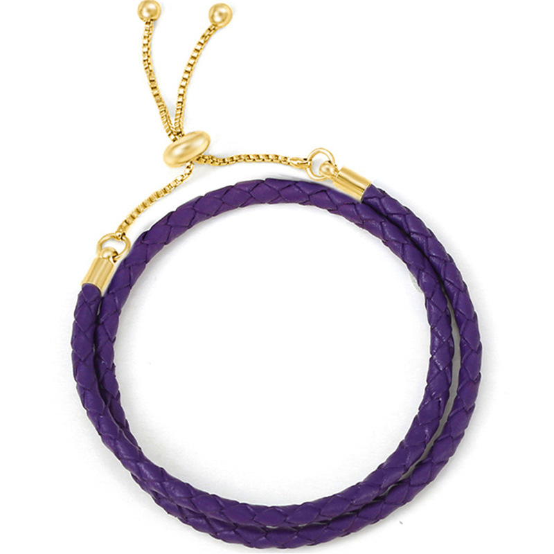 Goldperlen-Armband mit Schnalle, Damenarmband aus Lederband, doppelte Schlaufe, mehrfarbiger Stil, Basic-Kette_voghion.com