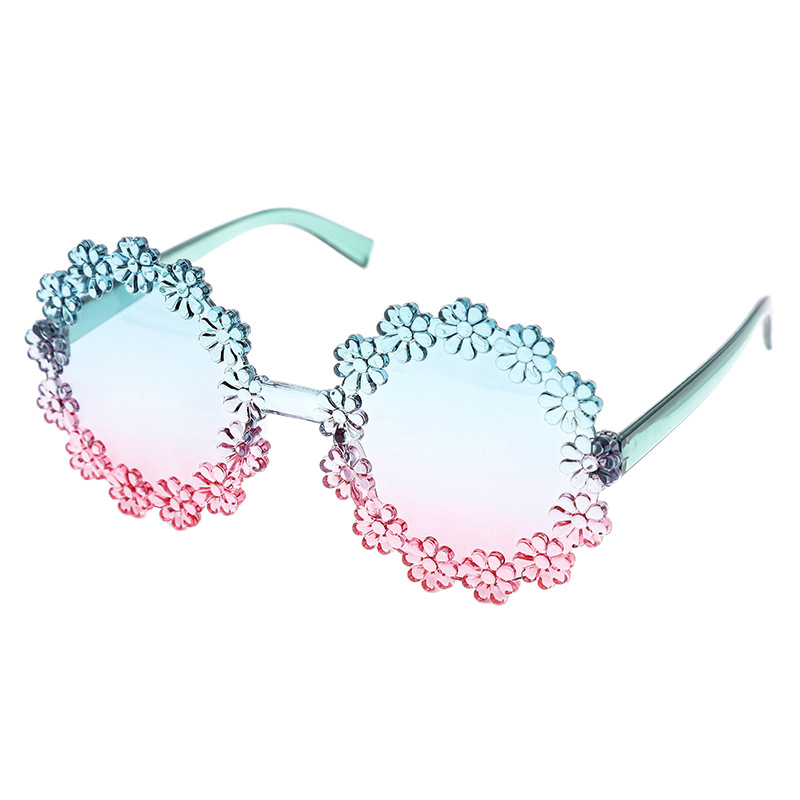 Niños de color gradiente gafas de sol lindas flores gafas de sol para niños, gafas de sol de moda para bebés Daisy en stock