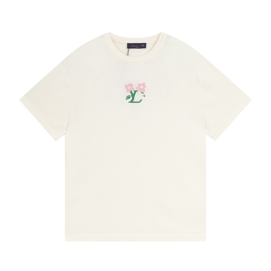 T-shirt de punto de alta versión de burro 2025 nuevo tablero de ajedrez letras jacquard casual suelta hombre y mujer mangas cortas