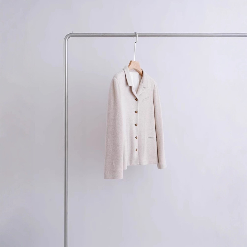 Compact and Lightweight Woolen Pure Cotton Lined Lapel Jacket