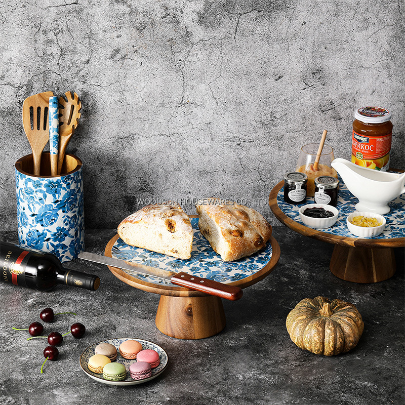 WOODSUN MUSEN Custom High Pie Cake Plate Snack Plate Cake Stand Plate High Face Ins