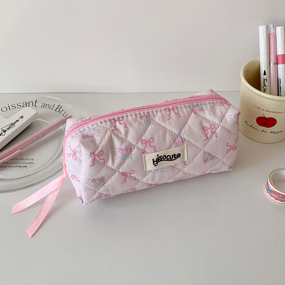 60g Weight Pencil Case Stationery Type 1 Piece Quantity Class, Learning, Graduation Occasion Cotton, Polyester Material Bow Knot Pattern Korean Style Style Bow Knot Cotton Polyester Class Learning Graduation Korean Style Pencil Case 13