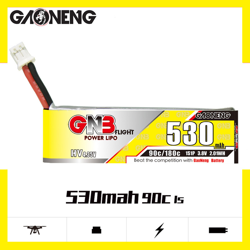 GNB high energy 530MAH 1s 3.8V 90C HV Yinyan 2.5 inch BNF model drone FPV lithium battery