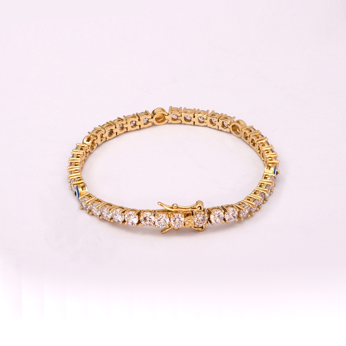 1 Piece Quantity Shiny Devil's Eye Copper Plating Inlay Zircon Tennis Bracelet