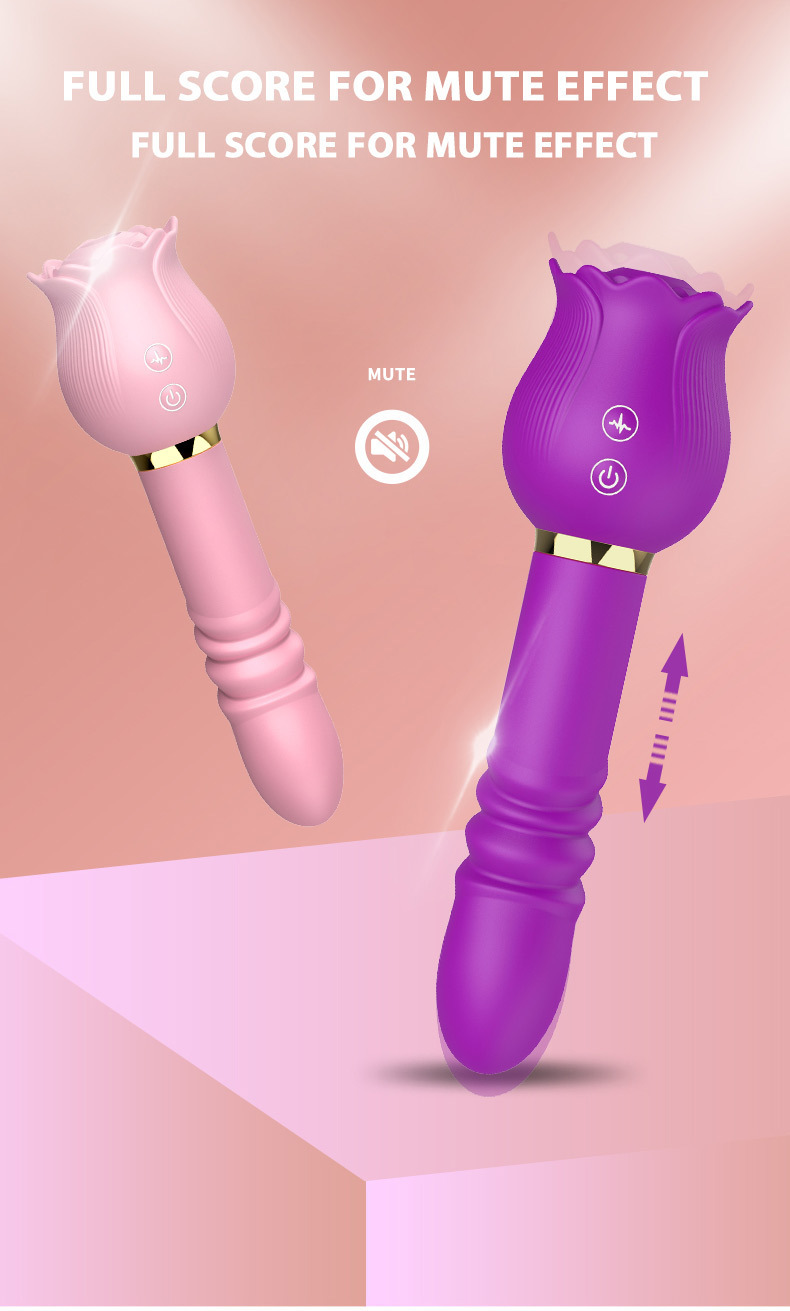 Afiya Rose Telescopic Tongue-Licker Vibrator with 12 Sucking Modes, Rose-Red Silicone-ABS Design — detail image 10
