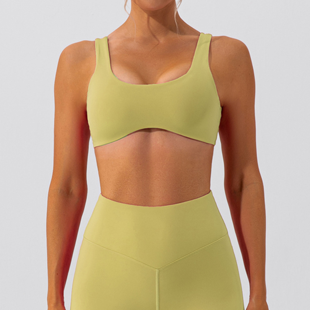 24 nuevos conjuntos de ropa de yoga estilo europeo y americano para verano y otoño, sensación de segunda piel, sujetadores deportivos ajustados para mujer, sujetadores de yoga para fitness con espalda descubierta