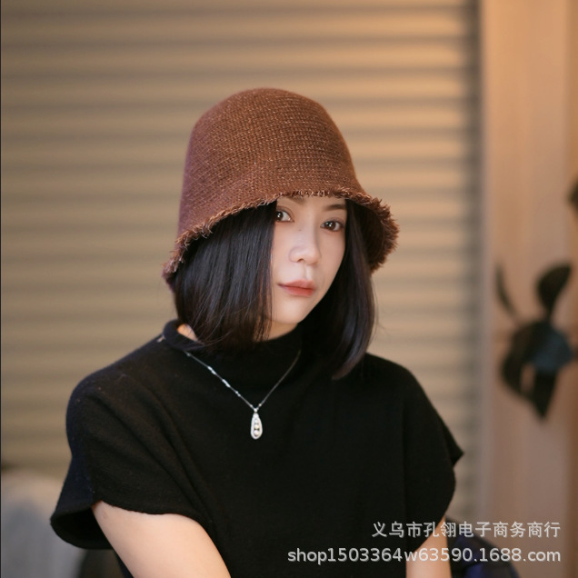 大头围遮阳帽子女2025新款复古美拉德渔夫帽日系百搭素颜毛边盆帽|undefined