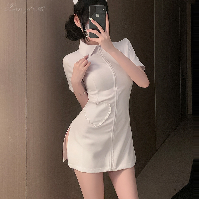 Xianyi Halloween Costume White Angel Nurse Cosplay Sexy Stage Performance Costume Plus Size Performance Costume 672