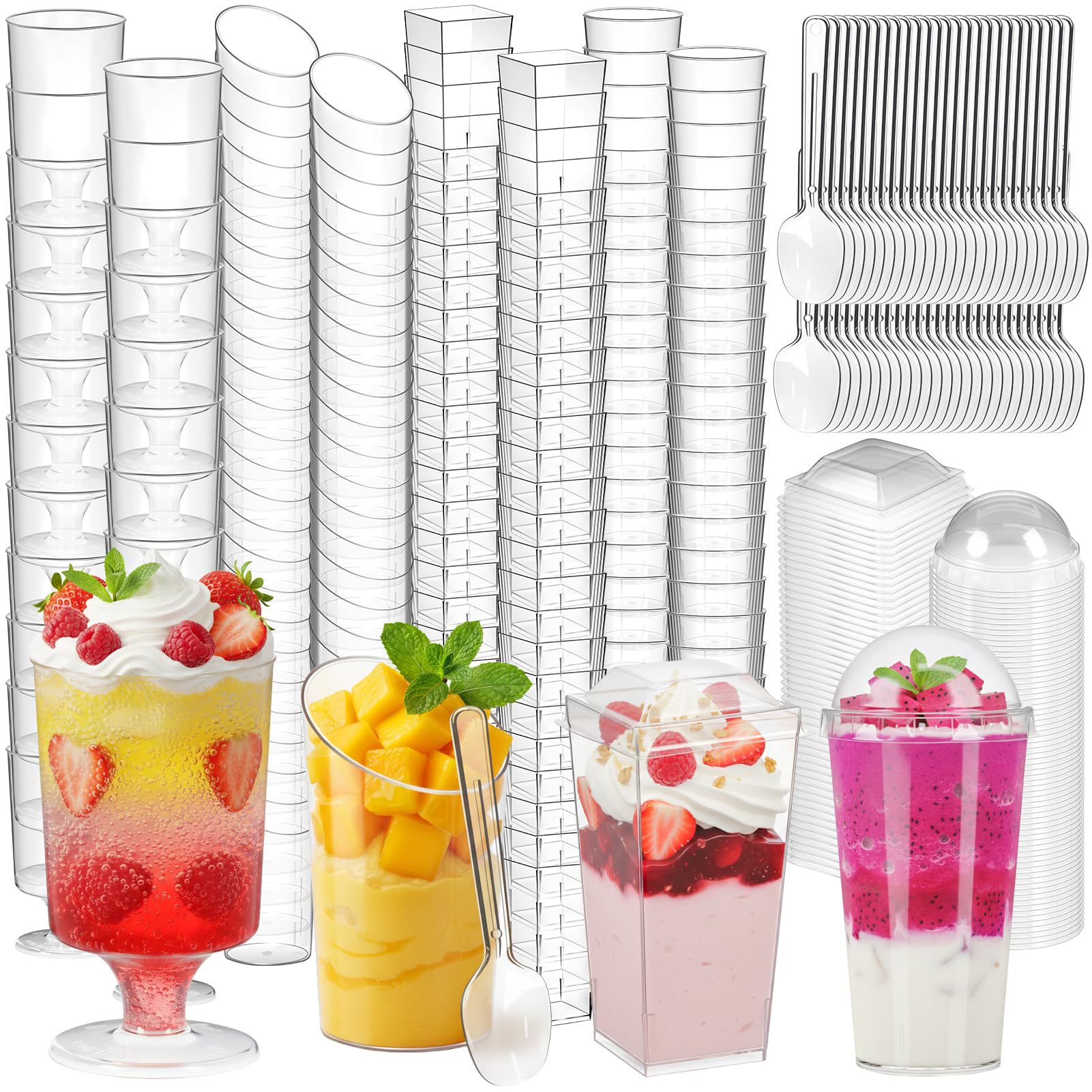 Qapaqlı Köpük Desert Fincanları — Birdəfəlik Şəffaf Plastik Qablar