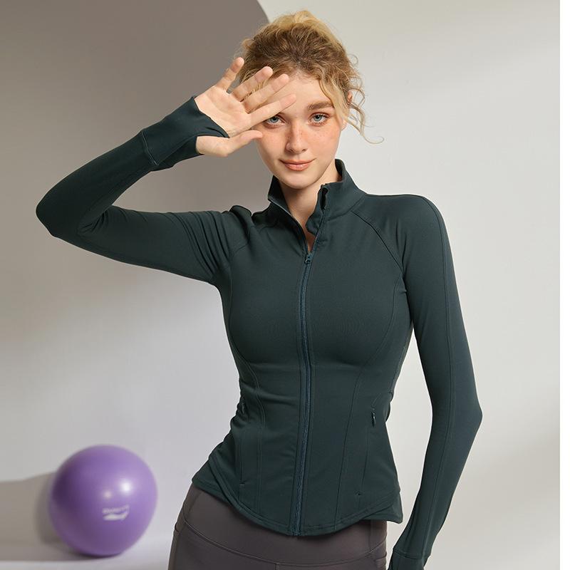 Handsome stand collar yoga clothes women's autumn training fitness jacket running sports casual top slim slimming jacket