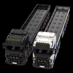 1:16 ビルディングブロックおもちゃ MOC-770S 重量エンジニアリングコンテナ DIY 組立モデルフラットベッドトレーラートラックヘッド