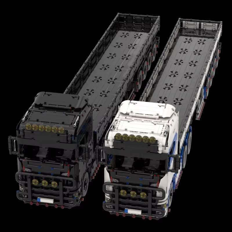 1:16 ビルディングブロックおもちゃ MOC-770S 重量エンジニアリングコンテナ DIY 組立モデルフラットベッドトレーラートラックヘッド|undefined