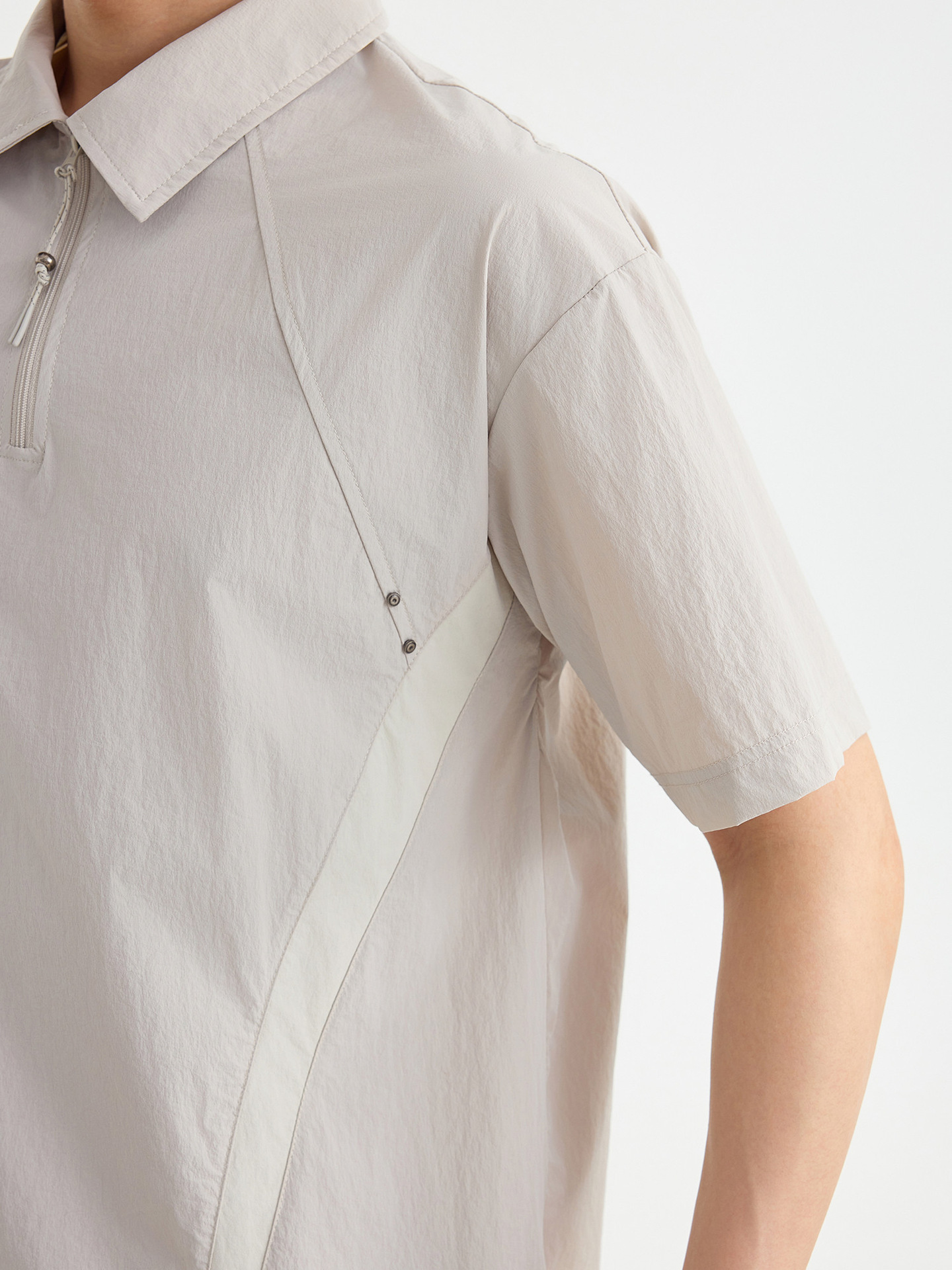 Áo polo nam cổ lật tay ngắn phong cách thể thao đô thị — Xám nhạtcolor