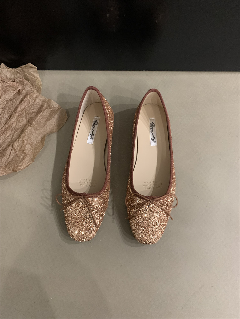 2024 frühling Herbst Neue Feine Funkelnden Stil Flache sohle Einzel für und Damen Bogen Flach Mund Ballett Tanz Schuhe_voghion.com