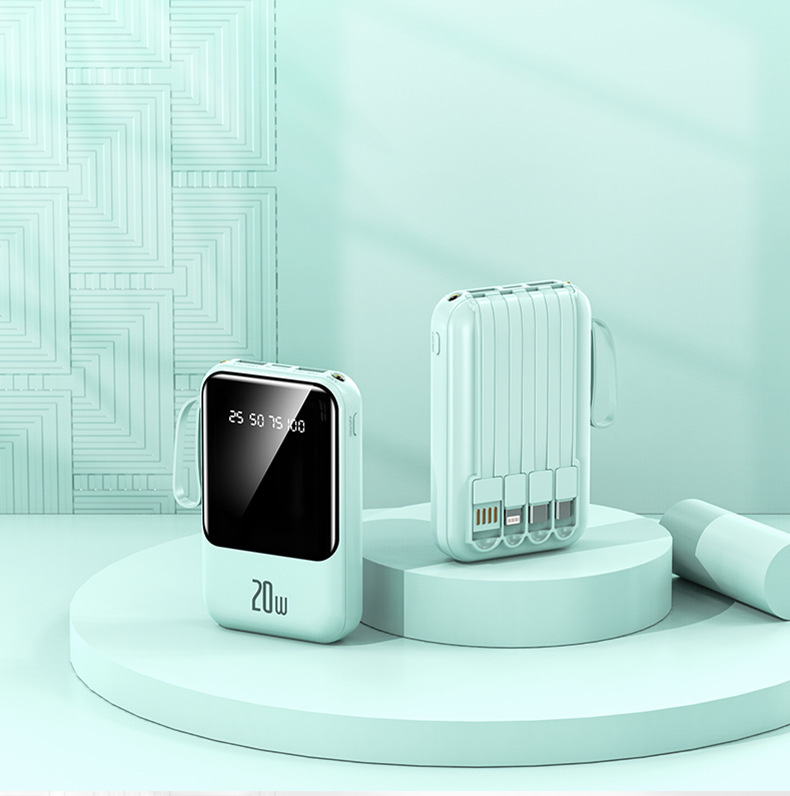 Powerbank großer Kapazität Schnellladen 20000mAh mit integriertem Kabel kompakt tragbar mobile Stromquelle Geschenkdruck mit Logo