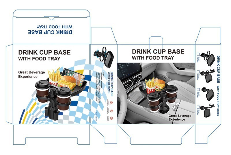 Car-Mounted 360-Degree Rotating Tray, Car Drink Holder, Coffee, Burger, and Cup Holder, Multifunctional Storage Small Dining Table