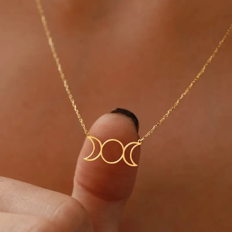 Long Necklace Moon Constellation Stainless Steel Pendant For Women_voghion.com