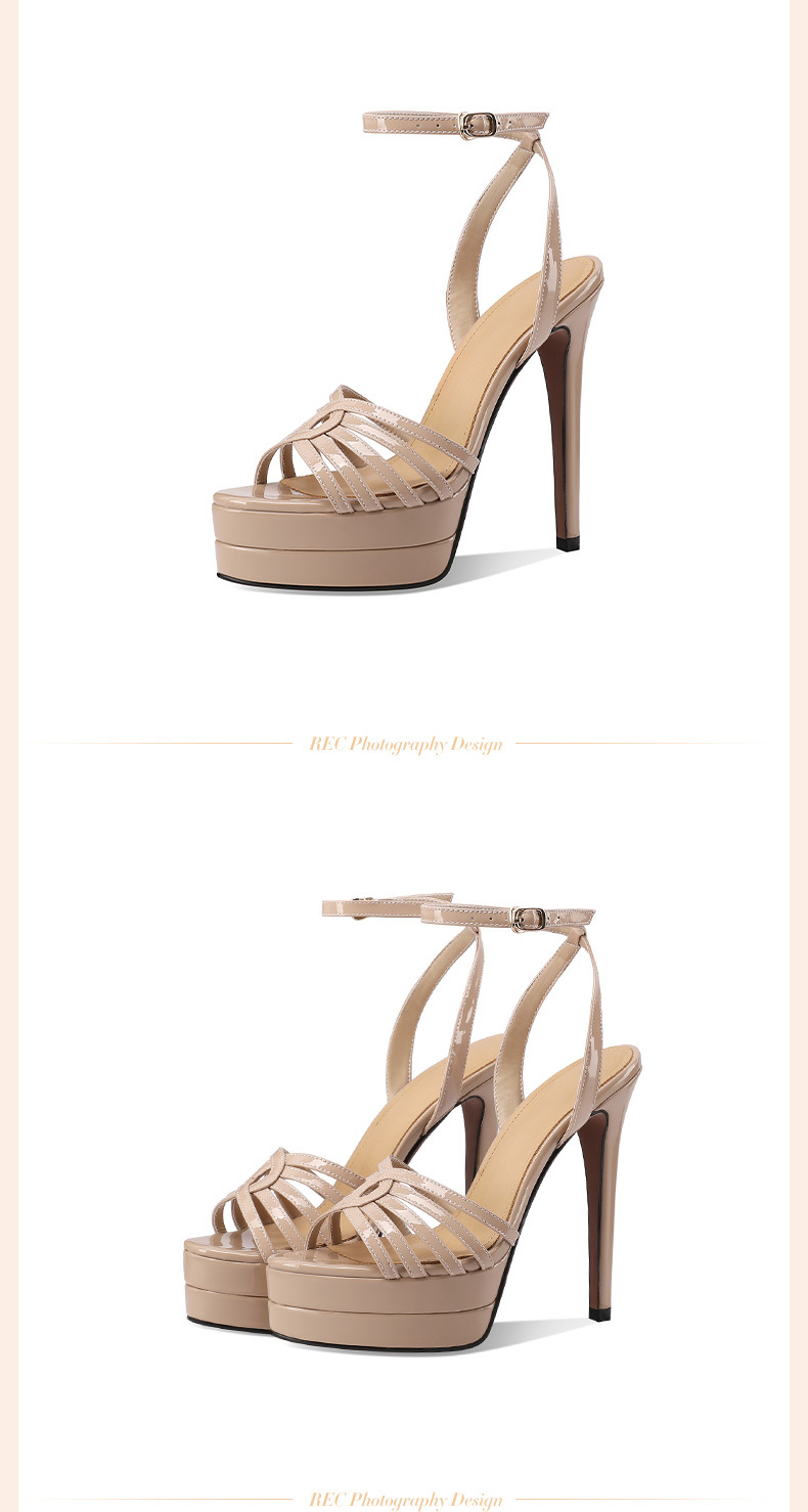 Sandal nữ cao gót mũi nhọn quai khóa một dây, đế platform chống nước, phong cách retro gợi cảm — đen chi tiết 4