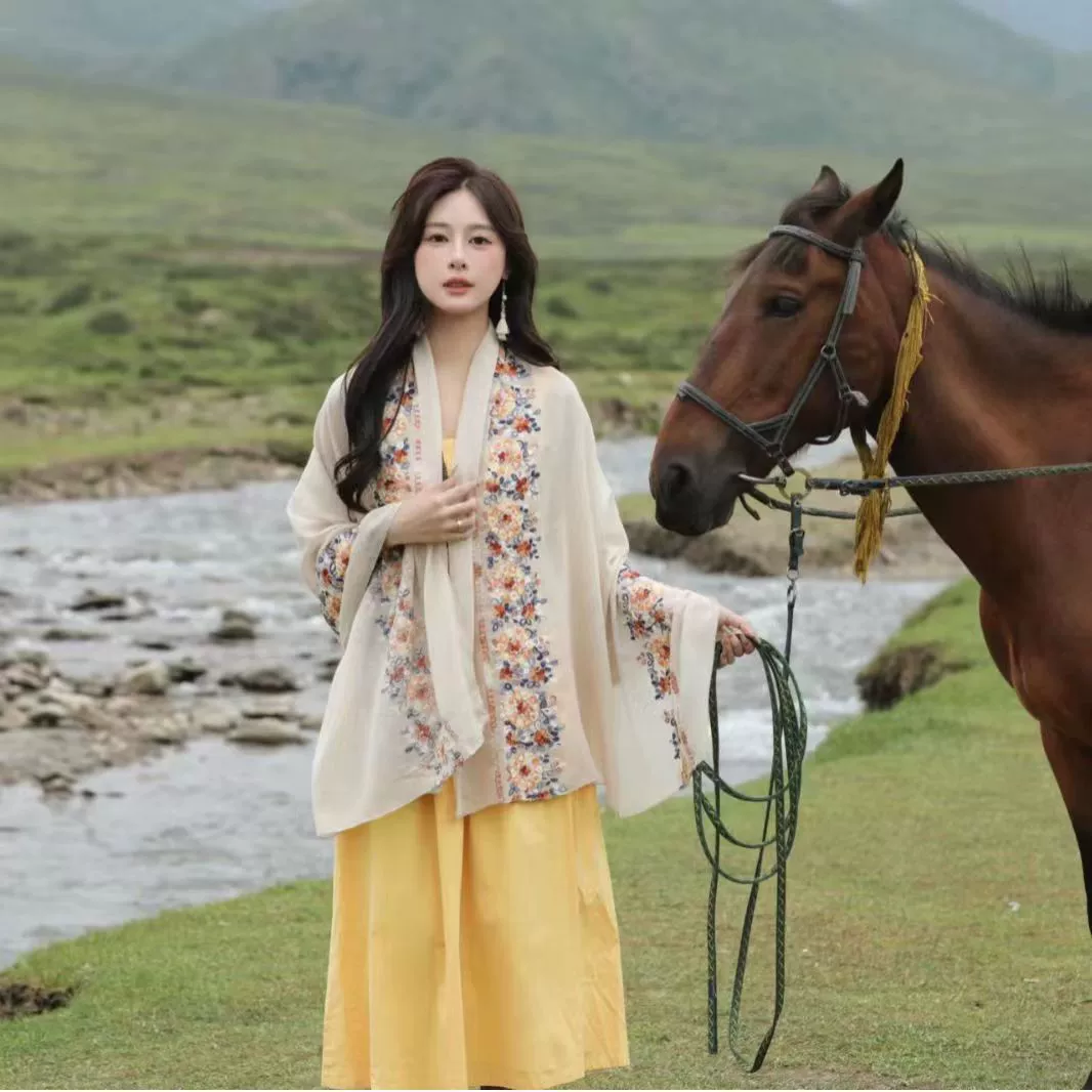 Национальный стиль хлопковый и льняный вышитый платок туризм Юньнань фото плащ шарф Тибет